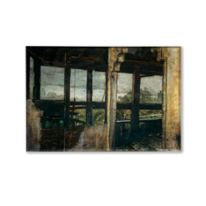 An example print of "Burnt House" on Acrylic.