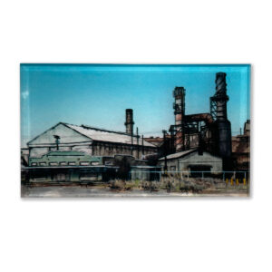 An example print of "Pu'unene Sugar Mill" on Acrylic.