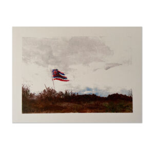 An example print of "HI Flag" on Watercolor Paper.